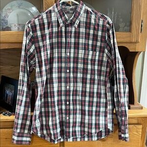 J. Crew Men's Plaid Button-Down Shirt - Red, Black & White